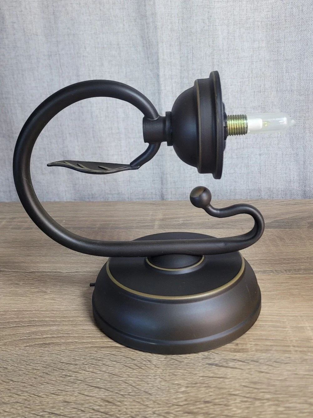 Battery Operated Glass Wall Sconce with Bronze Leaf Accent Candle Impressions